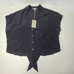 Tommy Bahama Women’s XL Blouse Top Shirt Button Front Tie Sleeveless Black